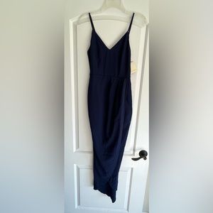 Navy Drape Maxi Dress